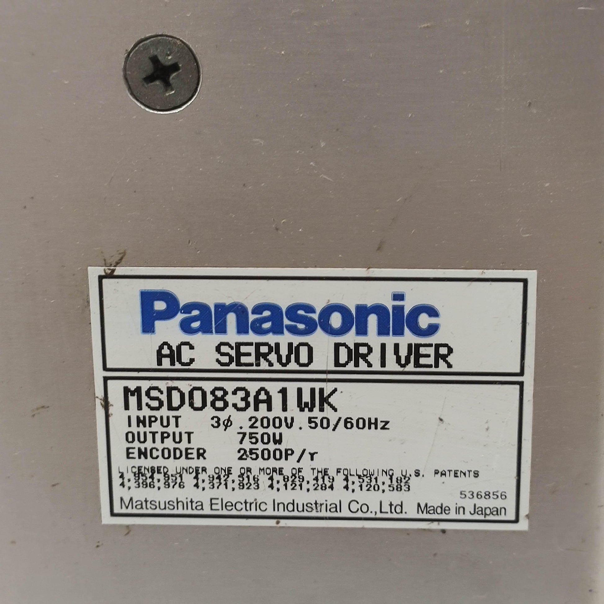 Panasonic MSD083A1WK AC Servo Drive Input 200V - Pulingma Automation