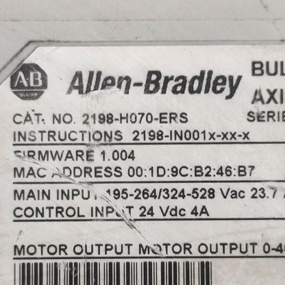 Allen Bradley 2198-H070-ERS Servo Drive