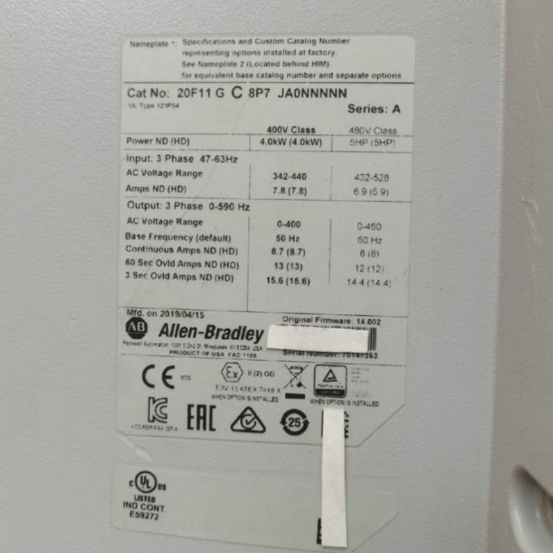 Allen Bradley 20F11GC8P7JA0NNNNN Drive