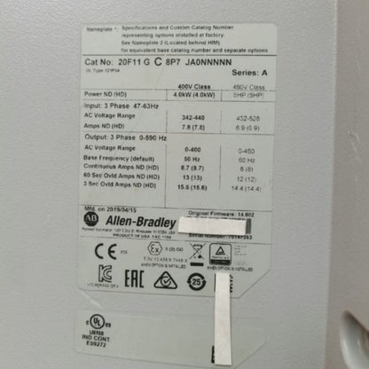 Allen Bradley 20F11GC8P7JA0NNNNN Drive