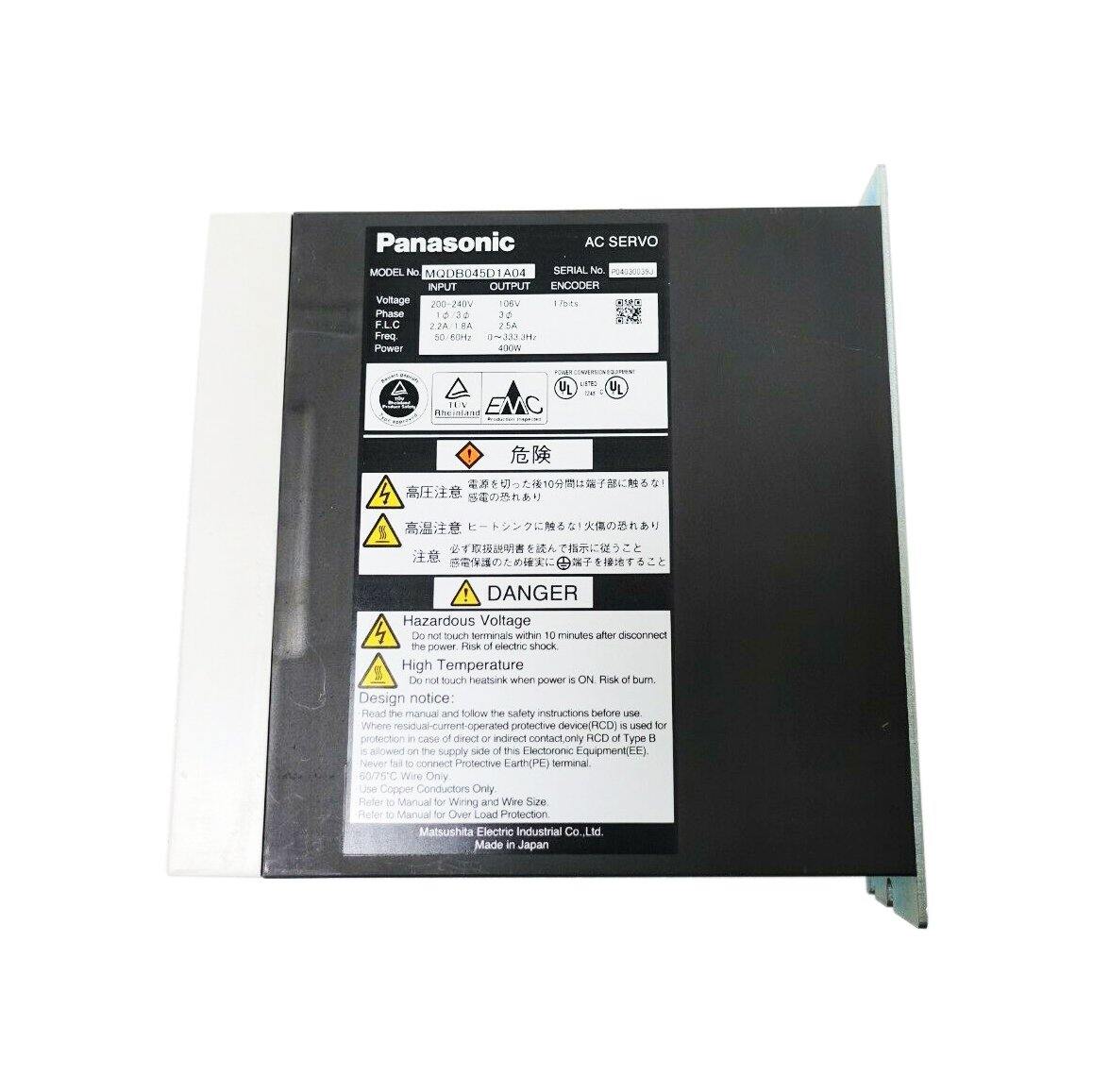 Used Panasonic AC Servo Driver 400w MQDB045D1A04 - Pulingma Automation
