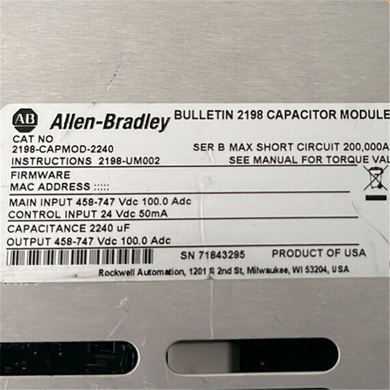 Allen Bradley 2198-CAPMOD-2240 PN-245440 Bulletin 2198 Capacitor Module