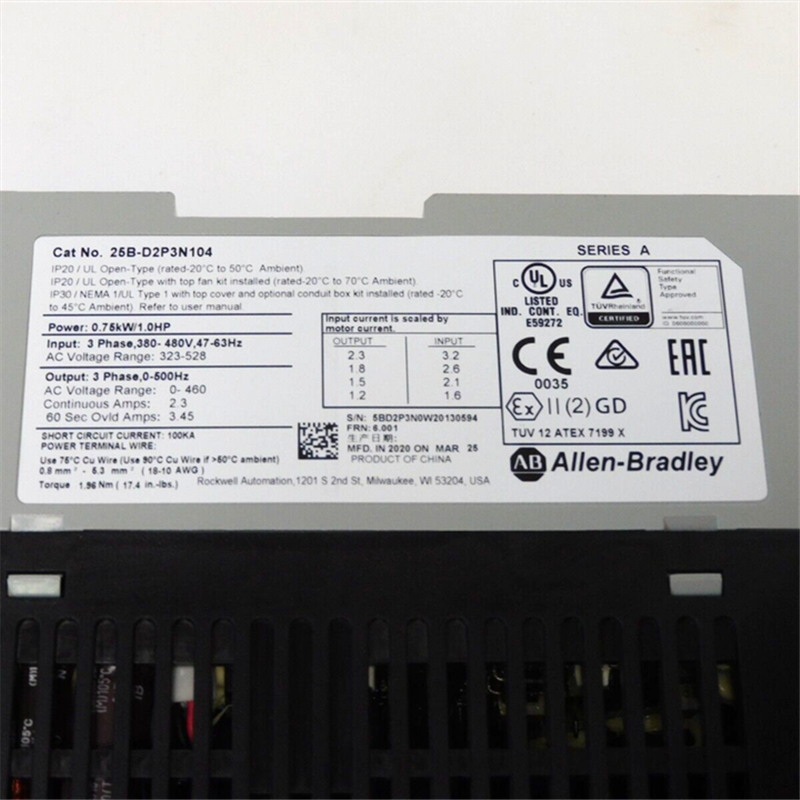 Allen Bradley 25B-D2P3N104 Inverter 750W