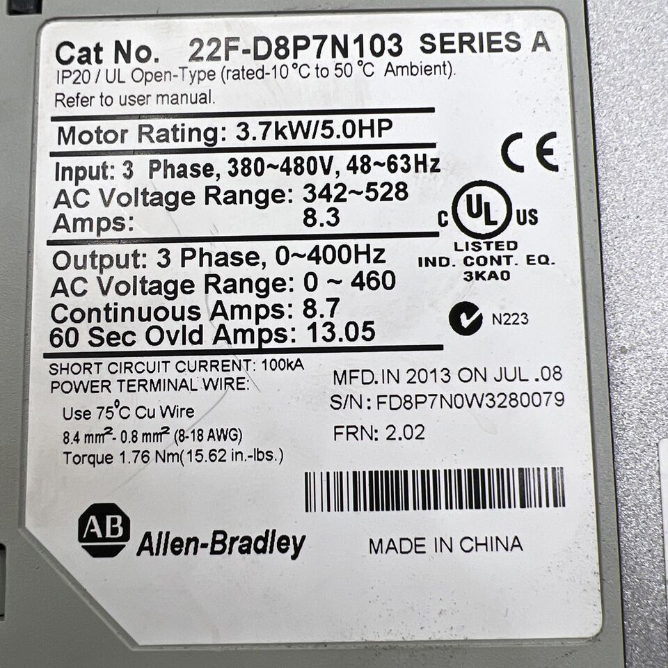 Allen Bradley 22F-D8P7N103  Drive